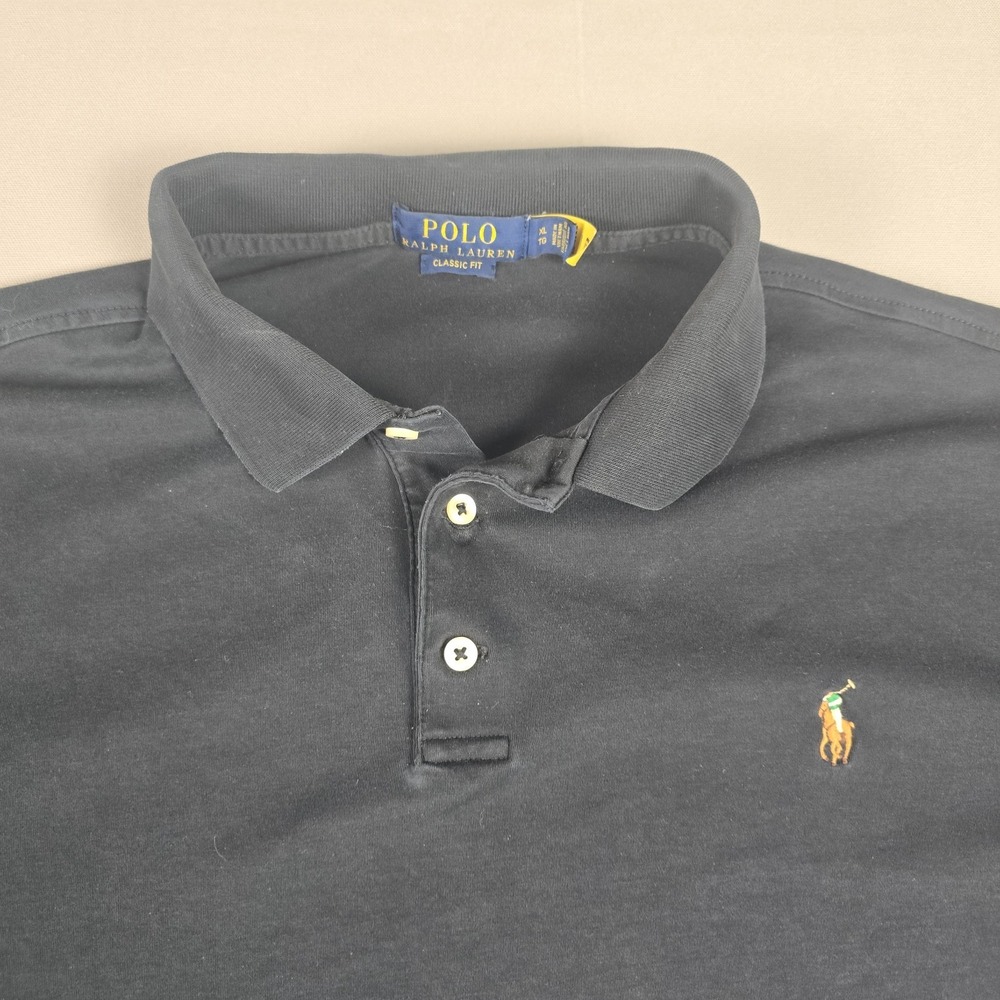 Polo Ralph Lauren Classic Fit Soft Cotton Polo Shirt Black size XL - Picture 4 of 8